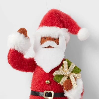 Fabric Santa Holding Gift Christmas Tree Ornament - Wondershop™: Indoor Decoration, 5.75" Holiday Theme 2 Fabric Santa Holding Gift Christmas Tree Ornament - Wondershop™: Indoor Decoration, 5.75" Holiday Theme - Image 2