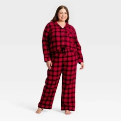 Women's Plaid Flannel Long Sleeve Shirt And Pants Holiday Matching Family Pajama Set - Wondershop™ Red/Black -Wondershop GUEST a1feb90a d35b 4761 a891 54b370bc69f0