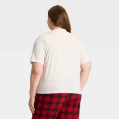 Women's "Tis The Season" Short Sleeve Holiday Matching Family Pajama Shirt - Wondershop™ Cream