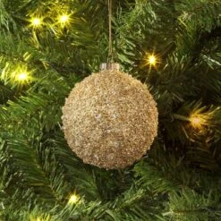 Christmas Gold Glass Beaded Ball Ornament - Wondershop™