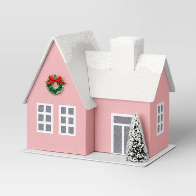 12pc Battery Operated Glittered Paper Christmas Village Set With Bottle Brush Trees And Snowmen - Wondershop™ White/Pink/Blue 4 12pc Battery Operated Glittered Paper Christmas Village Set With Bottle Brush Trees And Snowmen - Wondershop™ White/Pink/Blue - Image 4