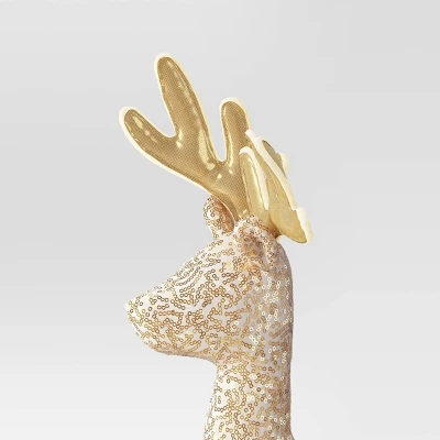 18" Sequined Fabric Deer Animal Sculpture - Wondershop™ Gold 2 18" Sequined Fabric Deer Animal Sculpture - Wondershop™ Gold - Image 2