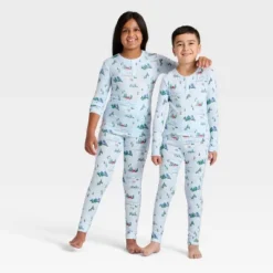 Kids' "Tis The Ski-son!" Cozy Knit Long Sleeve Shirt And Pants Holiday Matching Family Pajama Set - Wondershop™ Blue -Wondershop GUEST bac4f86a c123 4a1e 9b07 ac31402aa9d9