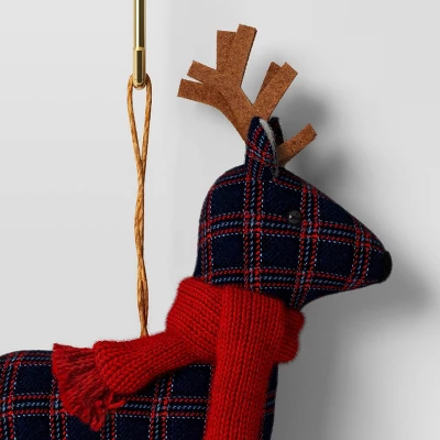 Christmas Fabric Deer Ornament Blue Plaid - Wondershop™ 2 Christmas Fabric Deer Ornament Blue Plaid - Wondershop™ - Image 2