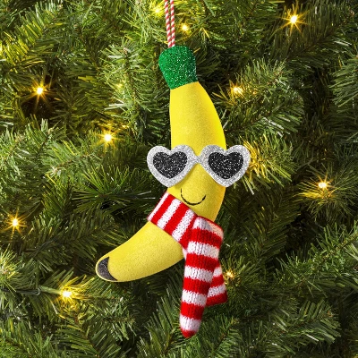 5" Christmas Fabric Fruit Banana Ornament - Wondershop™ 1 5" Christmas Fabric Fruit Banana Ornament - Wondershop™