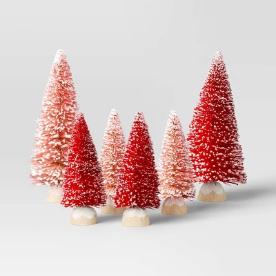 12pc Battery Operated Glittered Paper Christmas Village Set With Bottle Brush Trees And Snowmen - Wondershop™ White/Pink/Blue 2 12pc Battery Operated Glittered Paper Christmas Village Set With Bottle Brush Trees And Snowmen - Wondershop™ White/Pink/Blue - Image 2