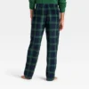 Men's Plaid Microfleece Holiday Matching Family Pajama Pants - Wondershop™ Navy Blue