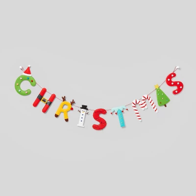 6 Festive Fabric 'Christmas' Garland - Wondershop™ 1 6 Festive Fabric 'Christmas' Garland - Wondershop™