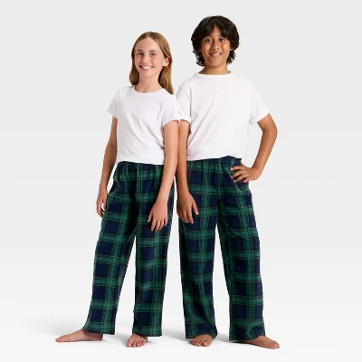Kids' Plaid Microfleece Holiday Matching Family Pajama Pants - Wondershop™ Navy Blue 4 Kids' Plaid Microfleece Holiday Matching Family Pajama Pants - Wondershop™ Navy Blue - Image 4