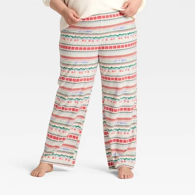 Women's "Let It Snow" Fair Isle Microfleece Holiday Matching Family Pajama Pants - Wondershop™ Cream 5 Women's "Let It Snow" Fair Isle Microfleece Holiday Matching Family Pajama Pants - Wondershop™ Cream - Image 5