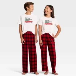 Kids' Plaid Microfleece Holiday Matching Family Pajama Pants - Wondershop™ Red/Black -Wondershop GUEST dcf952c5 3b44 493e ac7c b7725f38912c