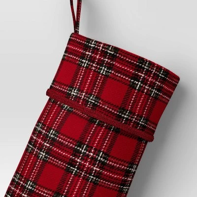 21" Christmas Woolen Yarn Dyed Fabric Stocking Red/Green Plaid - Wondershop™ 2 21" Christmas Woolen Yarn Dyed Fabric Stocking Red/Green Plaid - Wondershop™ - Image 2