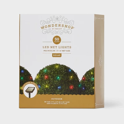 3'x4' 50ct Solar LED Christmas Net Lights With Green Wire - Wondershop™ 4 3'x4' 50ct Solar LED Christmas Net Lights With Green Wire - Wondershop™ - Image 4
