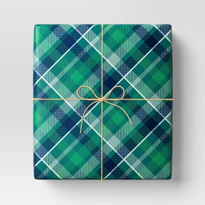 30" 50 Sq Ft Christmas Roll Wrap Green And Navy Plaid - Wondershop™ 1 30" 50 Sq Ft Christmas Roll Wrap Green And Navy Plaid - Wondershop™
