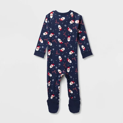 Baby Santa Print Ribbed Holiday Matching Family Footed Pajamas - Wondershop™ Navy Blue 1 Baby Santa Print Ribbed Holiday Matching Family Footed Pajamas - Wondershop™ Navy Blue