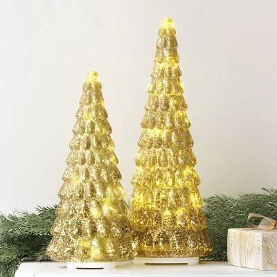 Christmas Mercury Glass Tiered Classic Tree Small Gold - Wondershop™ 1 Christmas Mercury Glass Tiered Classic Tree Small Gold - Wondershop™