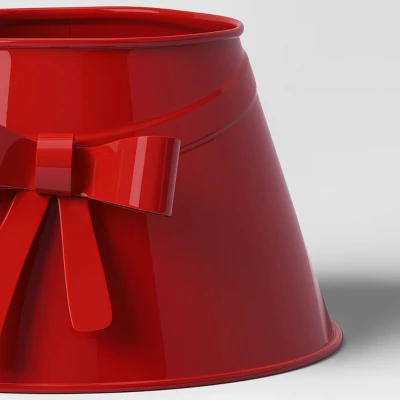 7" Christmas Metal Mini Tree Collar With Bow Red - Wondershop™ 2 7" Christmas Metal Mini Tree Collar With Bow Red - Wondershop™ - Image 2