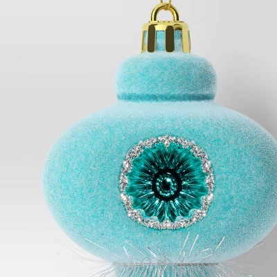 Christmas Flocking Ornament With Reflector Aqua - Wondershop™ 2 Christmas Flocking Ornament With Reflector Aqua - Wondershop™ - Image 2