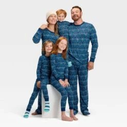 Kids' Hanukkah Ribbed Long Sleeve Shirt And Pants Holiday Matching Family Pajama Set - Wondershop™ Blue -Wondershop GUEST f7e67a46 fc58 4c62 9919 e82cb070c11c 3